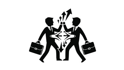 Two businessmen in silhouette bumping fists in celebration