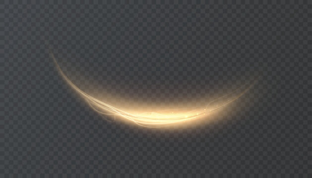 A soft, golden, luminous arc with a bright glow against a dark background. An elegant, luminous curve for highlights, magical accents, energetic effects, and overlays.