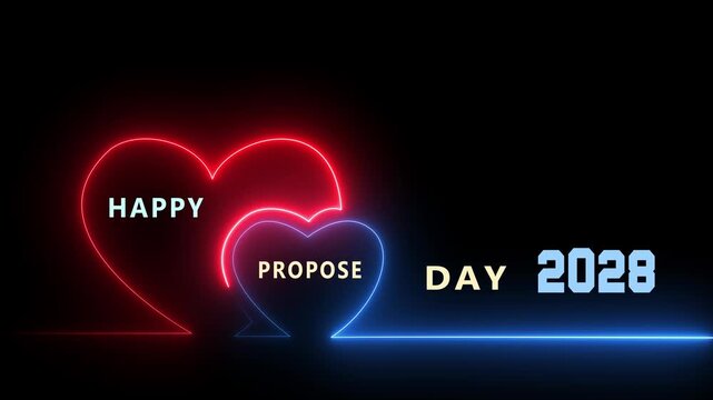 Happy Propose Day 2028: Creative digital art of a romantic night scene featuring a marriage proposal under a heart moon, tailored for Happy Propose Day 2028 marketing.