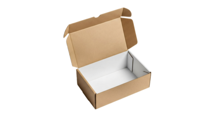An open cardboard box, ready for packing and shipping transparent background