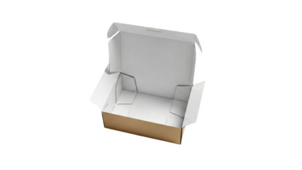 An empty open cardboard box, ready for packing and shipping transparent background