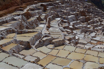 Colorful salt-mining basins in Maras, Cusco Province, Peru