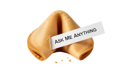 A fortune cookie with a message ASK ME ANYTHING transparent background