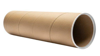 A cylindrical cardboard tube with a silver rim. This versatile tube has potential applications in various fields such as packaging and shipping transparent background
