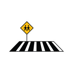 School Crossing Color Illustration Icon Vector for Safety Design
