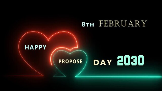 8th February Happy Propose Day 2030: Atmospheric romantic scene with lovers and a giant heart-shaped moon for 8th February Happy Propose Day 2030 invitations and digital content.
