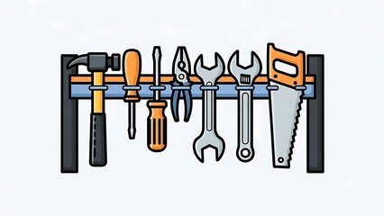 Tools Hanging on a Pegboard.