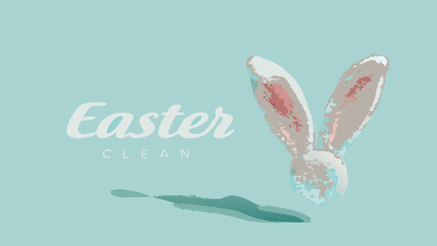 Easter bunny ears illustration with clean text on pastel background for holiday greeting