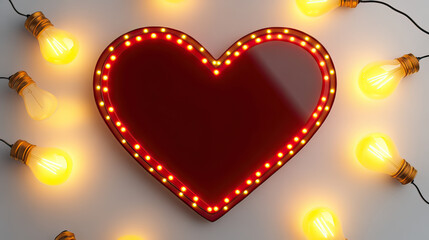 Heart Sign Frame with a Smooth Blank Red Heart Outline Surrounded on transparent background