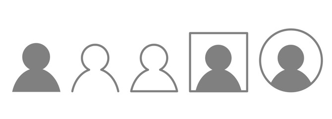User Profile Avatar Icon Set with Outline and Filled Styles. Vector illustration.
