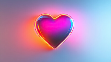 Neon Heart Icon with a Gentle Glow Sleek Modern Digital Style on transparent background