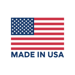 American flag with text indicating a product is made in the usa