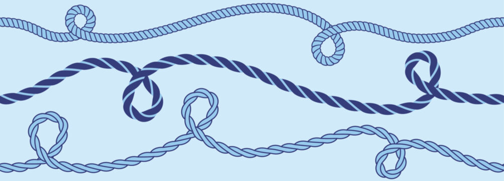 seamless blue wavy rope pattern repeating hemp cord stripes