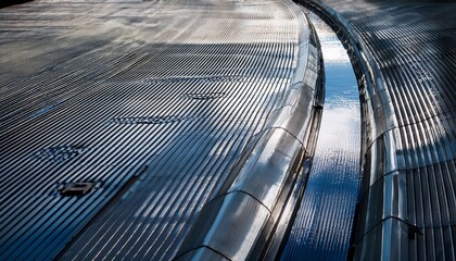 industrial water flow reflective metal channel with rippling surface
