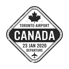 Naklejka premium Vintage style departure stamp featuring a maple leaf and toronto airport text