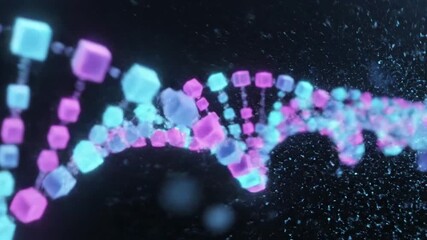 Abstract futuristic DNA molecule with glowing particles and vibrant colors. - Powered by Adobe