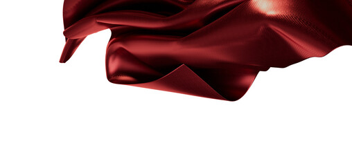 Stunning abstract image of a flowing red fabric isolated on white, perfect for design and background