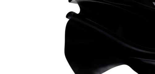 Dramatic image of black fabric against white background. Abstract and elegant. Shows soft curves, light, and movement. P
