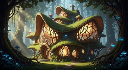 Enchanted Forest Dwelling - A Whimsical Fairy House in the Woods.