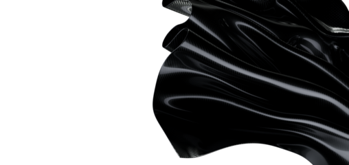 Elegant abstract design featuring flowing black textured material on a pristine white backdrop. Perfect for modern desig