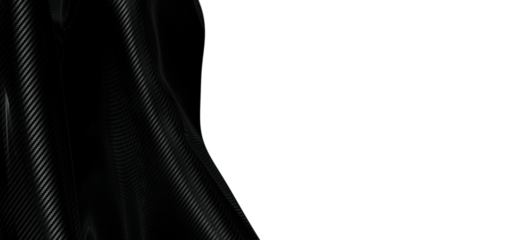 Abstract image of black carbon fiber material with detailed texture, on a white background, perfect for tech or design p