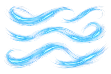 blue swirling paint brush strokes on white background transparent background