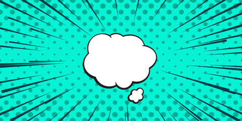 Comic pop art cloud bubble. Funny speech bubble. Trendy Colorful retro vintage background in pop art retro comic style.