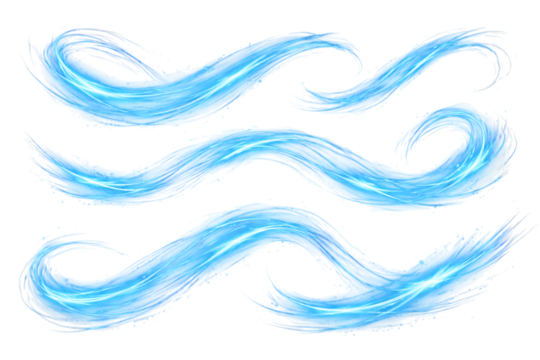 blue swirling paint brush strokes on white background transparent background - Powered by Adobe