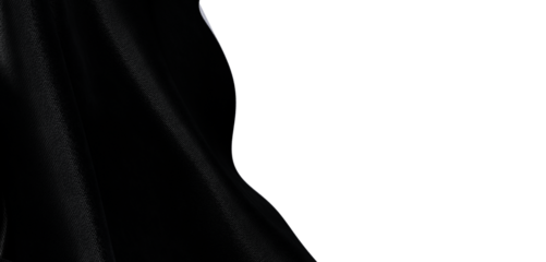 Elegant abstract background featuring black fabric texture, flowing lines, and white space, ideal for design and artisti