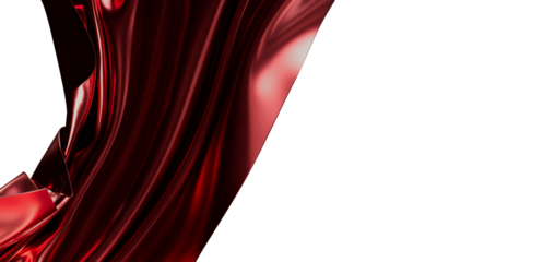Elegant abstract background with rich red silk fabric draped and flowing against a bright white backdrop. Perfect for lu
