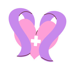 Medical heart and cancer ribbon