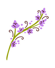 Delicate lavender twig meticulously bent