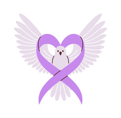 Pigeon bird and cancer ribbon