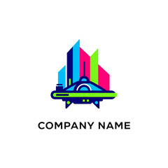 Obraz premium Colorful Logo Design with Cityscape Elements.