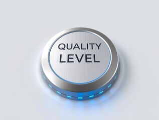 3D isolated round red plastic push button icon on white background with metallic switch ring for web business start power concept or car engine ignition sign