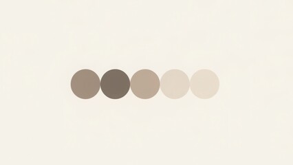 Neutral color palette with gradient shades from dark to light. Five circles in a row showing a brown and beige color swatch. Minimalist abstract background with copy space