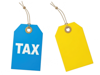 Two tags, one labeled tax, the other blank isolated on transparent background