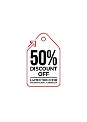 Minimal Price Tag Design &ndash; 50% Discount Promotional Label