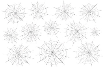 Spider webs collection on white background transparent background