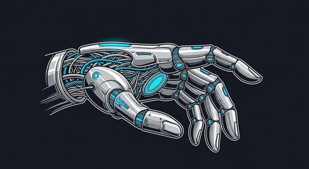 Futuristic Robotic Hand - Advanced Technology and Artificial Intelligence Concept.
