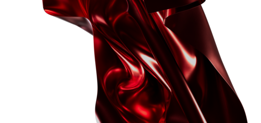 Luxurious abstract background with shiny red satin fabric. Modern artistic design of flowing silk.