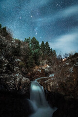 Orion Constellation Above An Amazing River In Greece