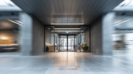 blurred interior background emphasizes the entrances accessibility features.