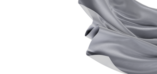 Abstract silver fabric billowing and flowing, showcasing texture and form. Perfect for backgrounds and design elements,