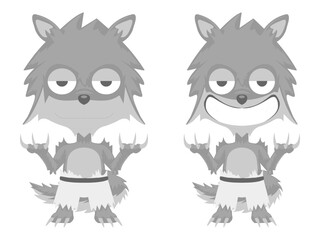 Fototapeta premium Funny Grinning Wolf Character Isolated on White Background