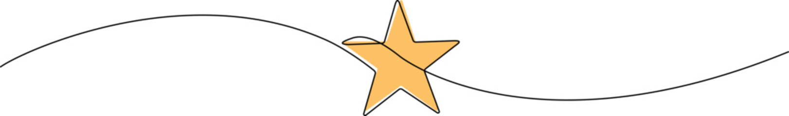 continuous line drawing of single star shape, line art vector illustration