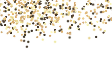 Golden confetti on a white background, perfect for celebrations, holidays, and design projects.