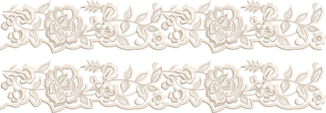 New art work Neck line shirt motif bunch lace border Embroidery Design Pattern Patch floral ornament textile ethnic flowers and leafs plants colur full design seleves and patti Embroidery design