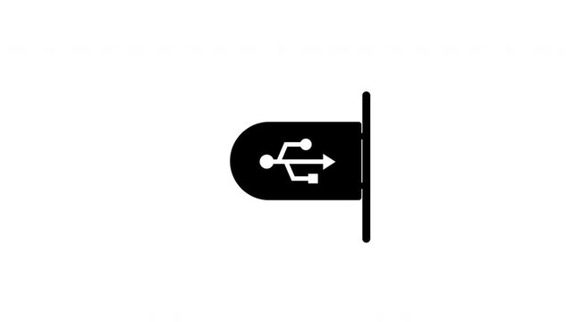 USB Flash Drive Animation on transparent Background.
