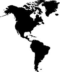 Americas Map Silhouette &mdash; Minimal Vector Outline on Transparent Background